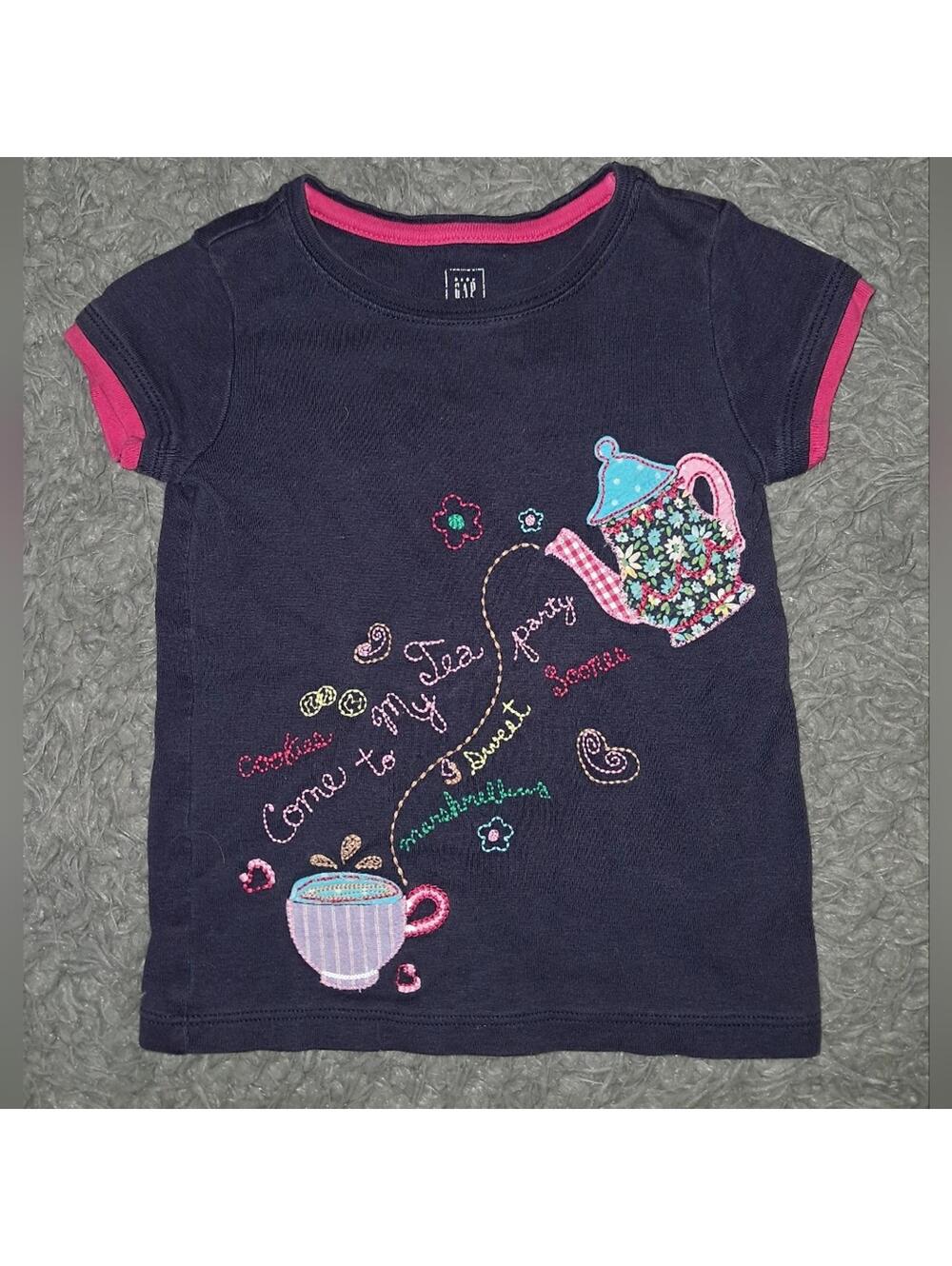 GAP Blue and Pink Short Sleeve Tees with Tea Party